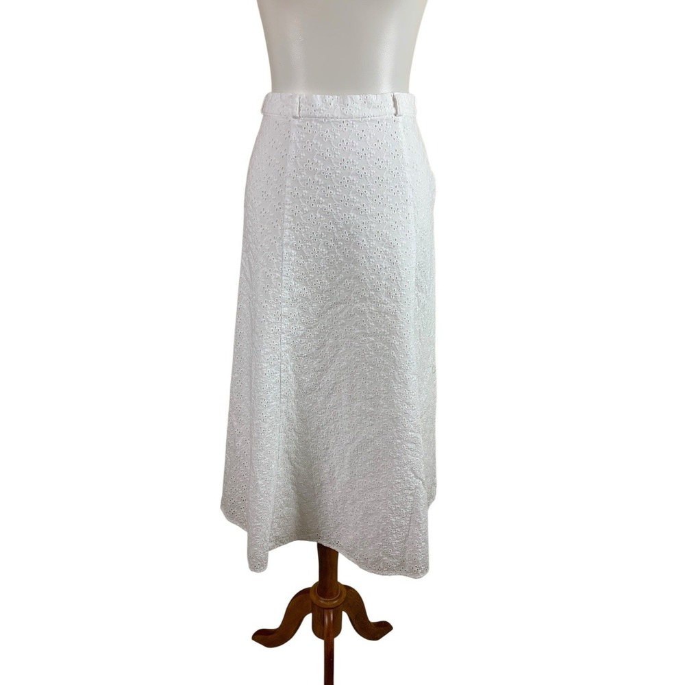 Reformation White‎ Eyelet Midi Skirt Cottagecore Summer 2 No Belt